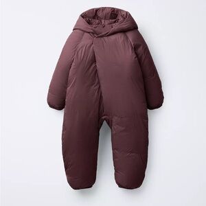 Zara Kids CONVERTIBLE NYLON FOOTIE ROMPER in Eggplant